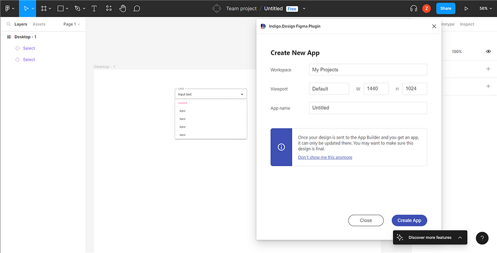 create new app with App Builder