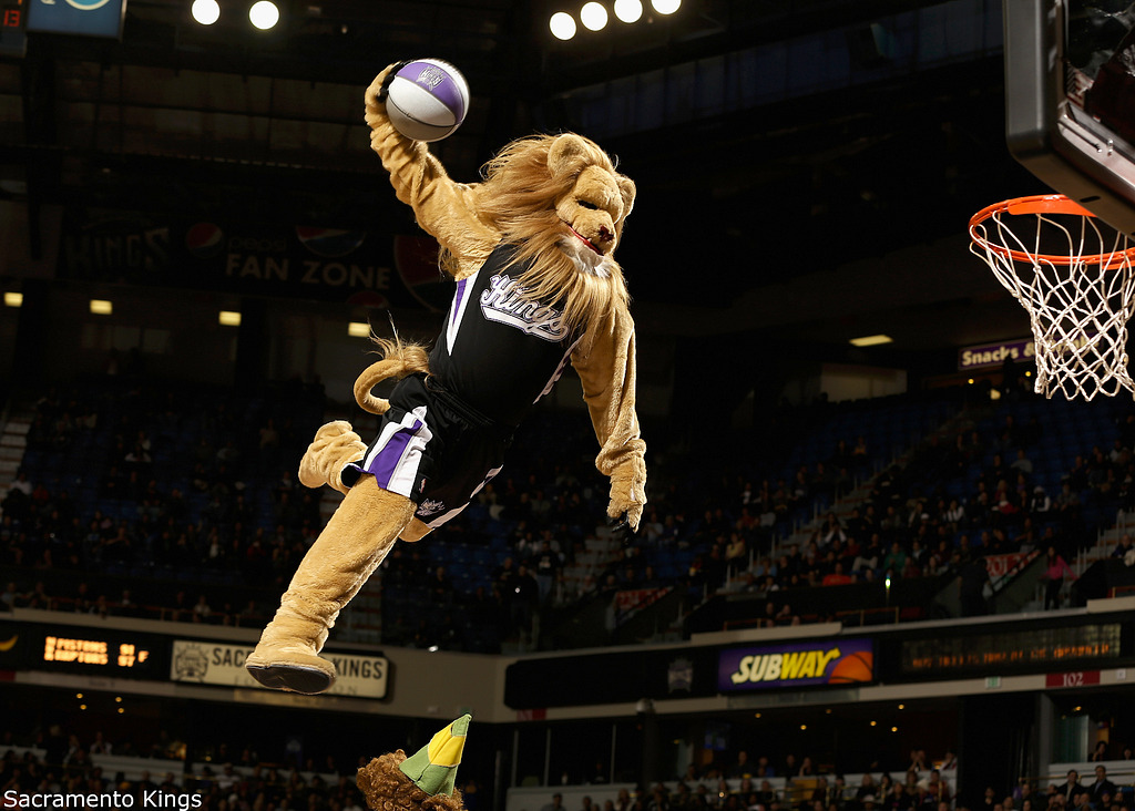 Slamson The Lion, the mascot of the NBA’s Sacramento Kings