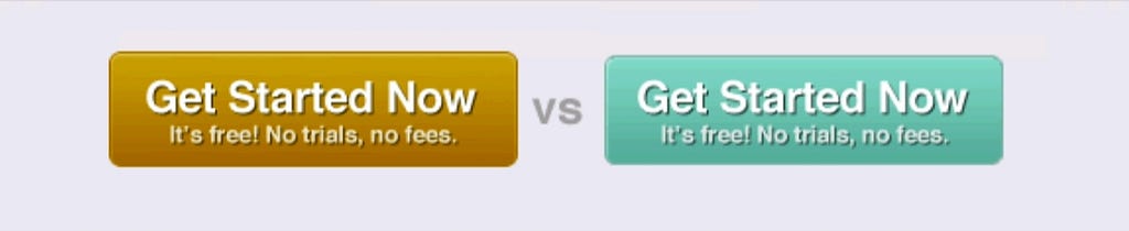Two buttons, which can be distinguished by color, as seen by a partially color-blind person using augmented reality