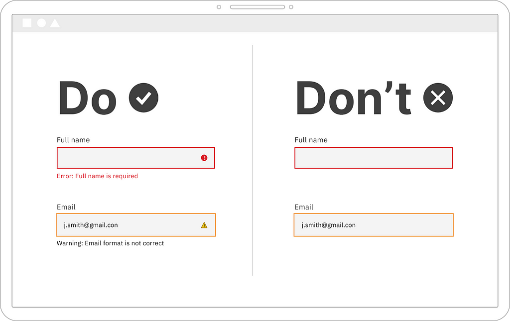 Make sure any meaningful color includes text labels or graphical icons to reinforce the color’s semantic meaning