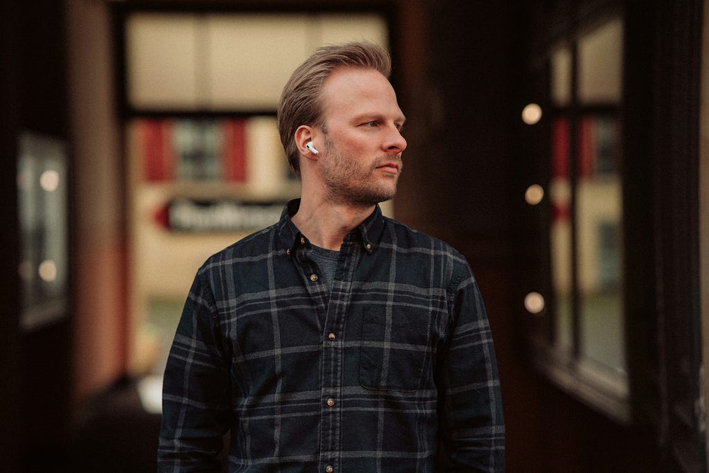 A man wearing AirPods