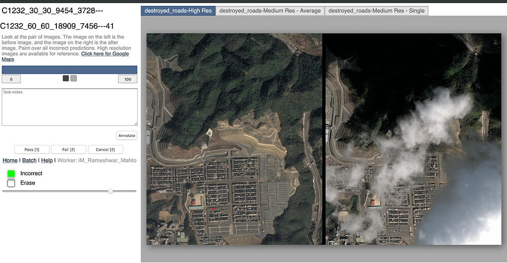 Detected road changes in Airbus SPOT imagery