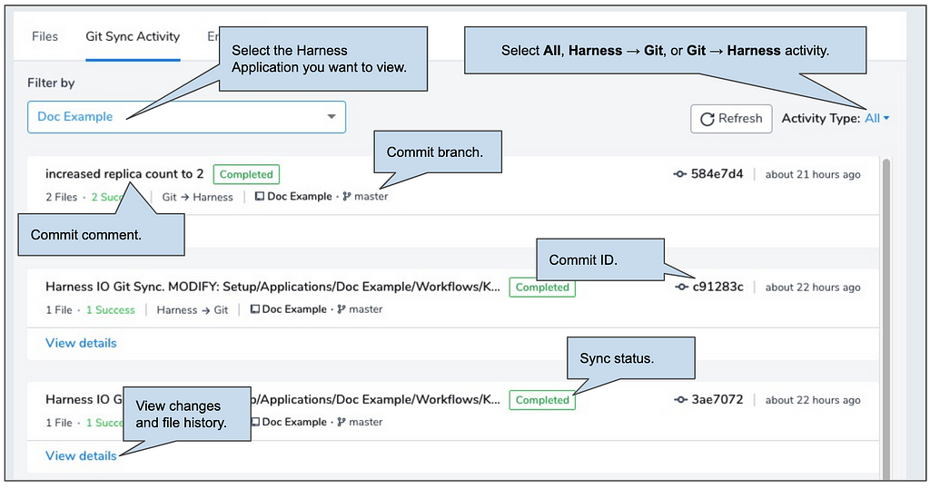 Harness Git Sync Activity