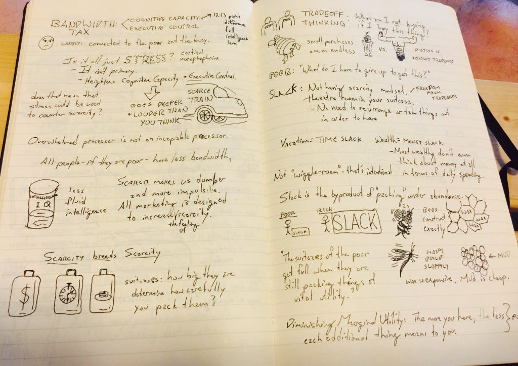 My Sketchnotes for a section on the "Bandwidth Tax"