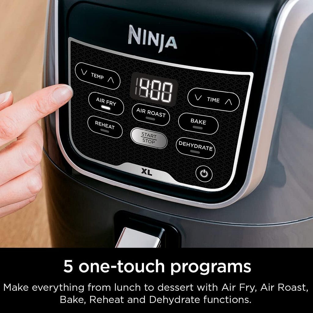 Ninja AF150AMZ Air Fryer XL, 5.5 Qt. Capacity that can Air Fry, Air Roast, Bake, Reheat  Dehydrate, with Dishwasher Safe, Nonstick Basket  Crisper Plate and a Chef-Inspired Recipe Guide, Grey