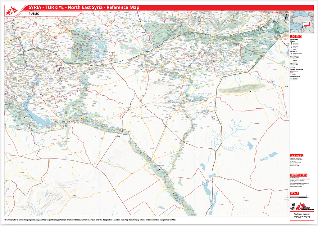 Map from MSF: North East Syria Reference Map