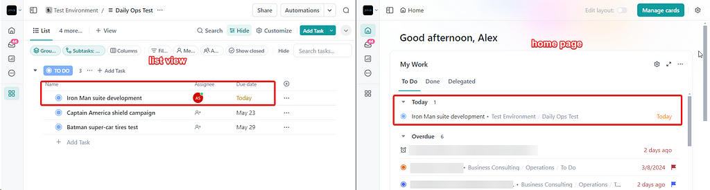 due date column linked to assignee in clickup example