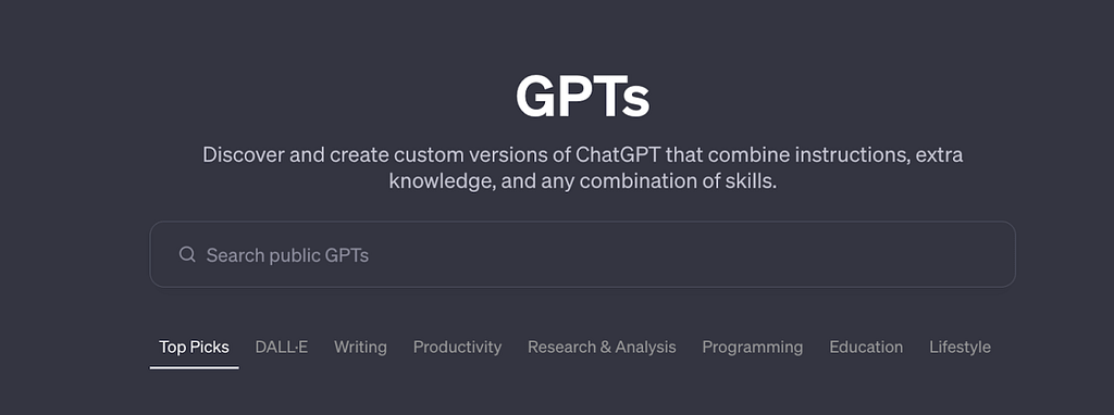 OpenAI’s GPT store home page — featuring a search for new custom GPTs and a listing of the current most popular ones