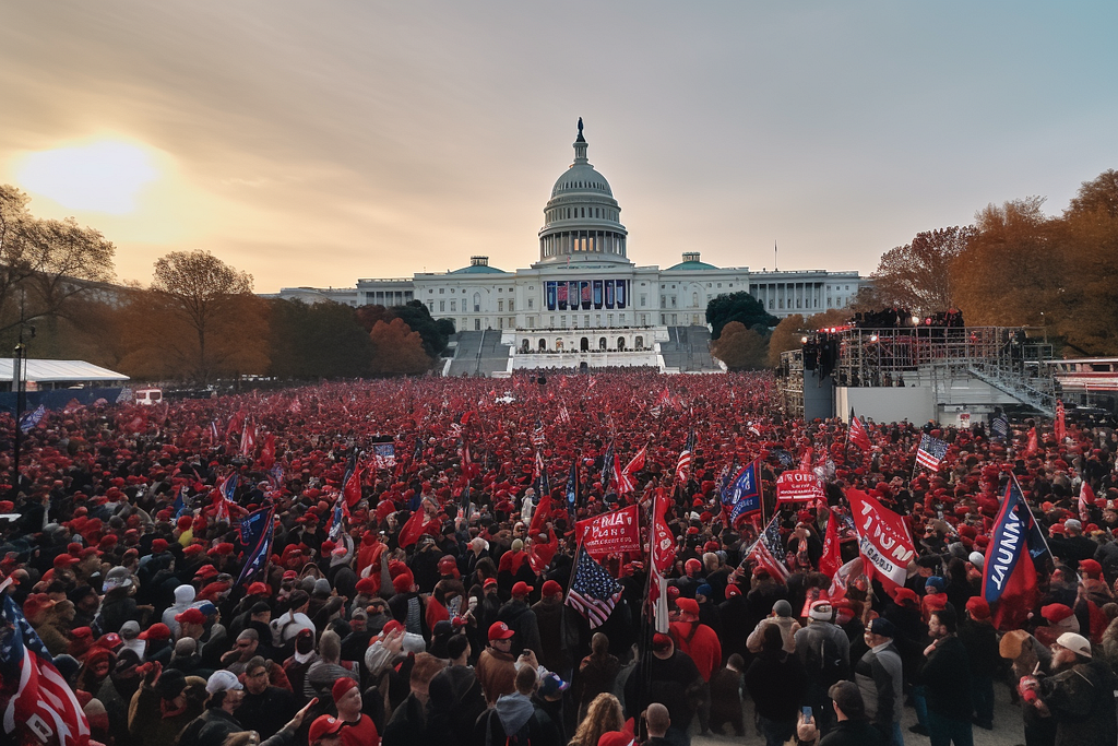Thousands of rabid Trump supporters gather in Washington DC to celebrate Trump’s victory.