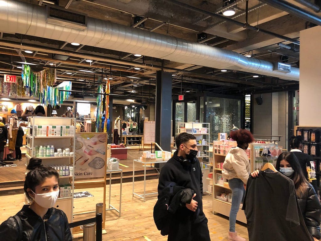 Inside Urban Outfitters.