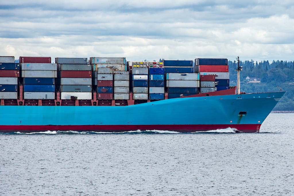 A container ship transporting containers