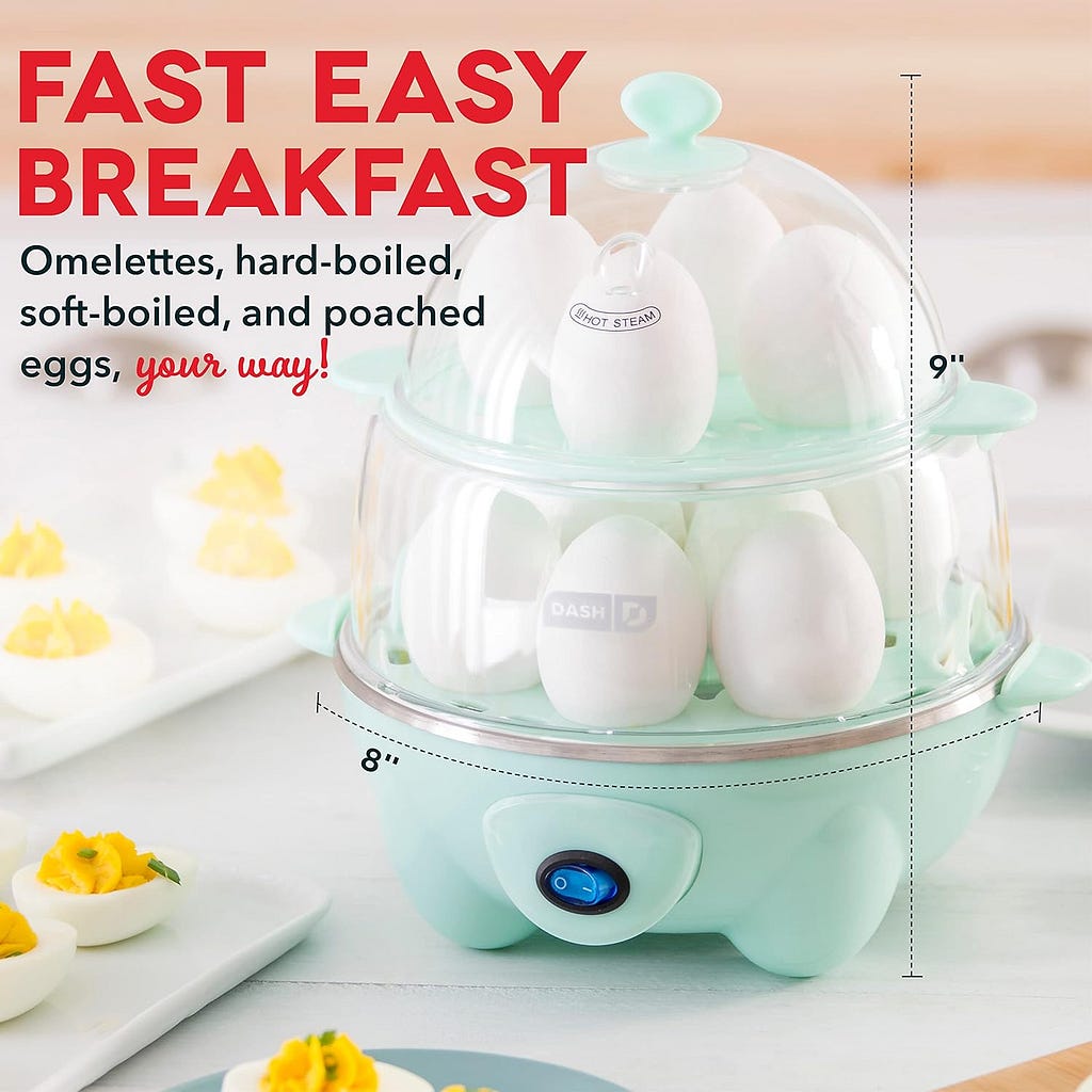 DASH Deluxe Electric Egg Cooker, Red - 12 Capacity, Includes Poaching Tray, Omelet Bowl, Egg Holder Trays  Recipes - U.S. Based Support