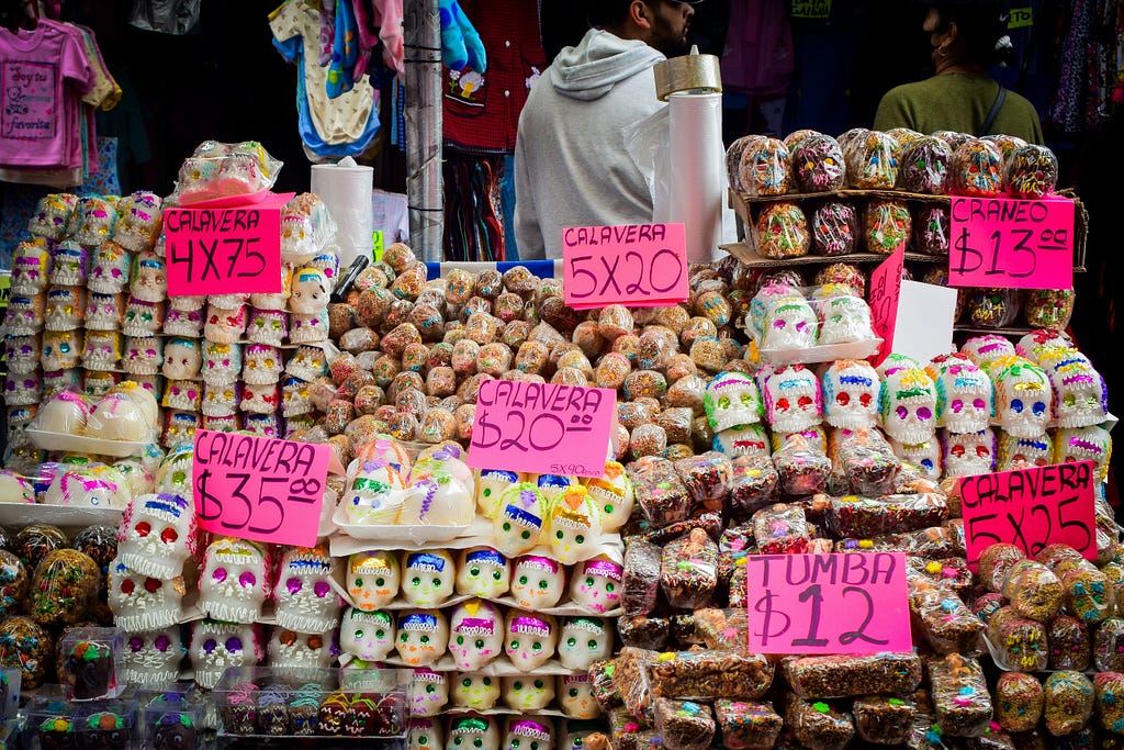 Candy skull for Day of the Dead in Mexico City