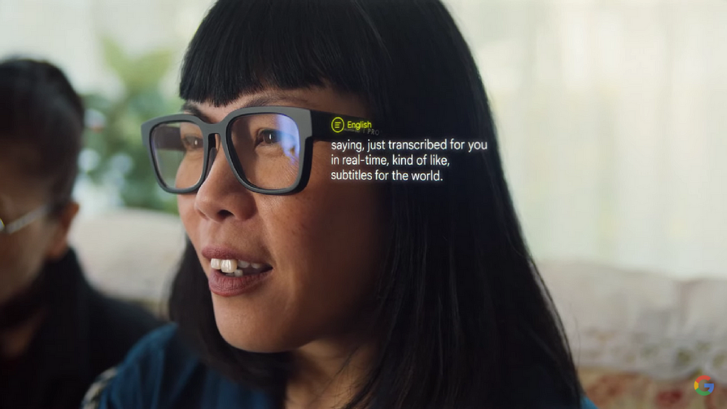 Googles AR glasses with Live Translation