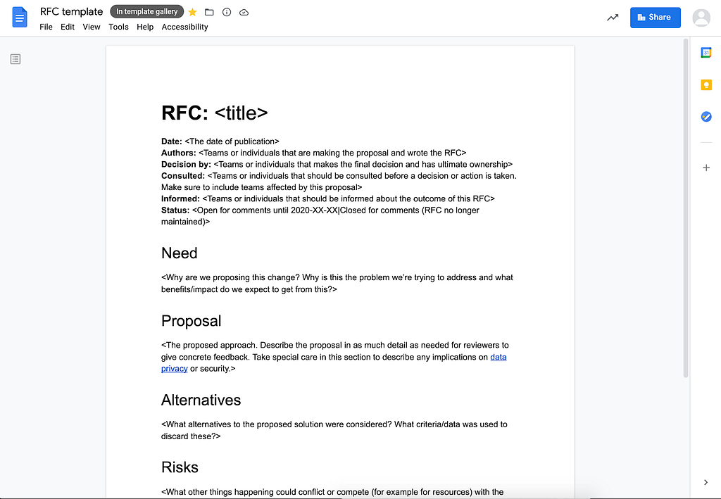 Screenshot of a Google RFC document