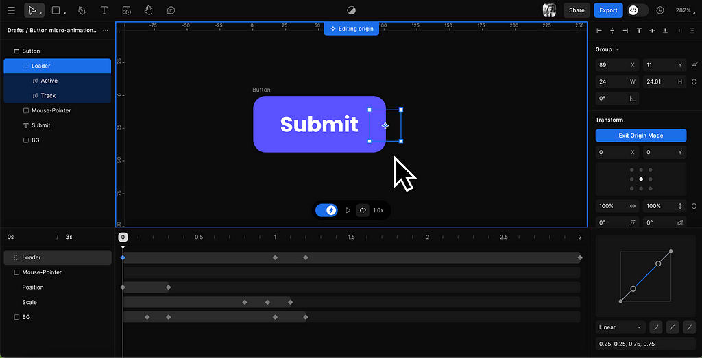 Phase’s interface showing the Edit Origin Mode to move the layer’s origin to be at its center instead of the top-left