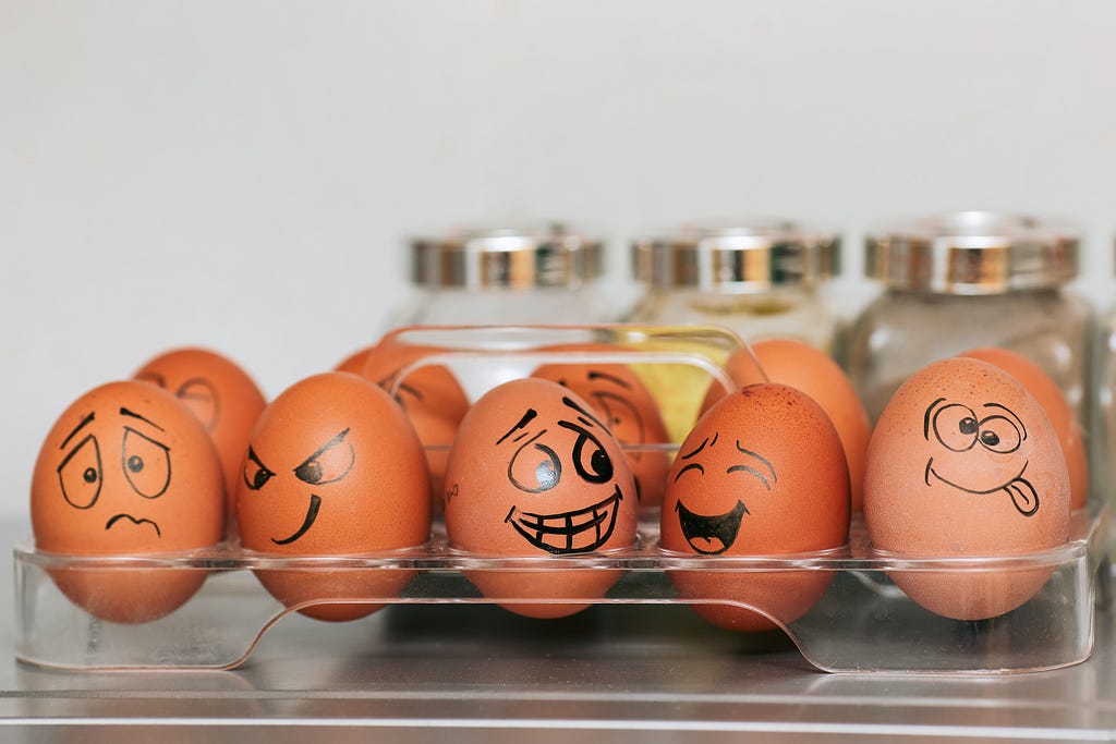 Emoji eggs. Literally, someone drew emojis on eggs and put them back in the fridge.