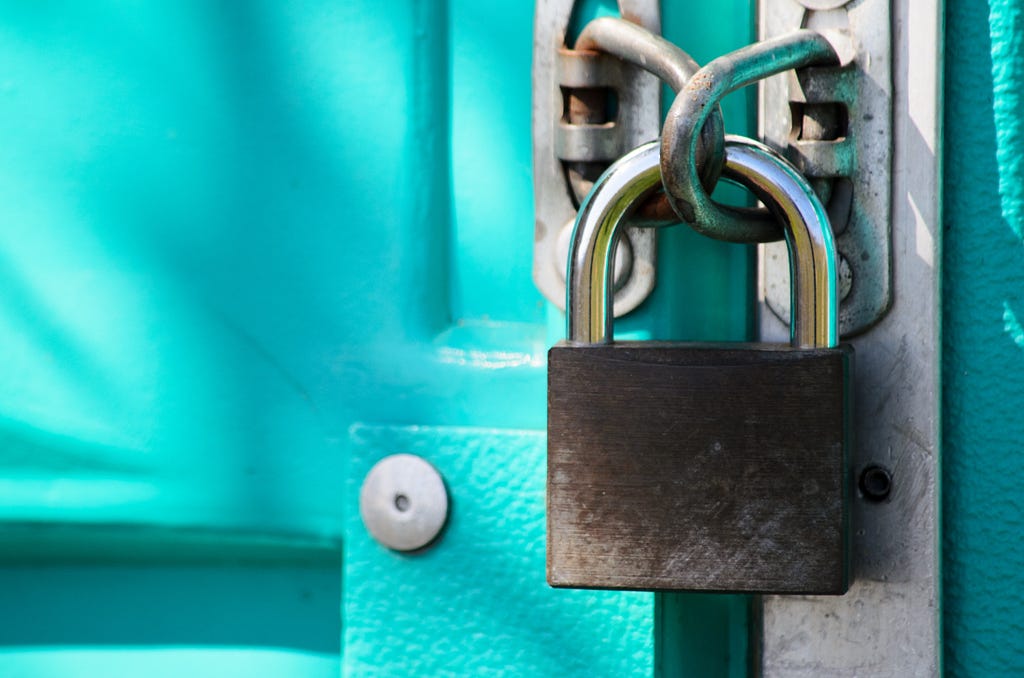 A padlock used to lock a door