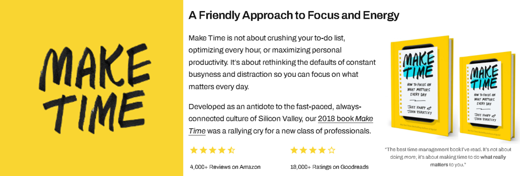 Alastair’s personal recommendation, Make Time by Jake Knapp and John Zeratsky