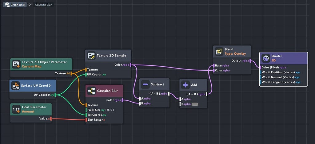 Final material node setup for the sharpen effect in Lens Studio