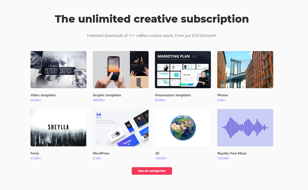 Envato Elements Homepage