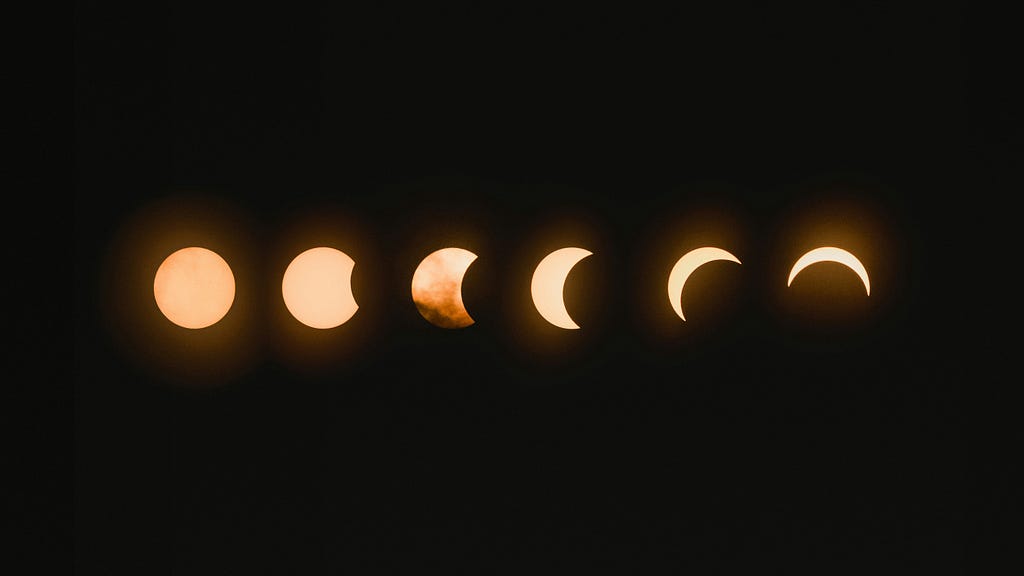different stages of solar eclipse