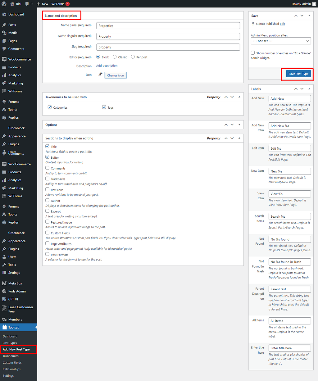 Custom Posts with fields and taxonomies