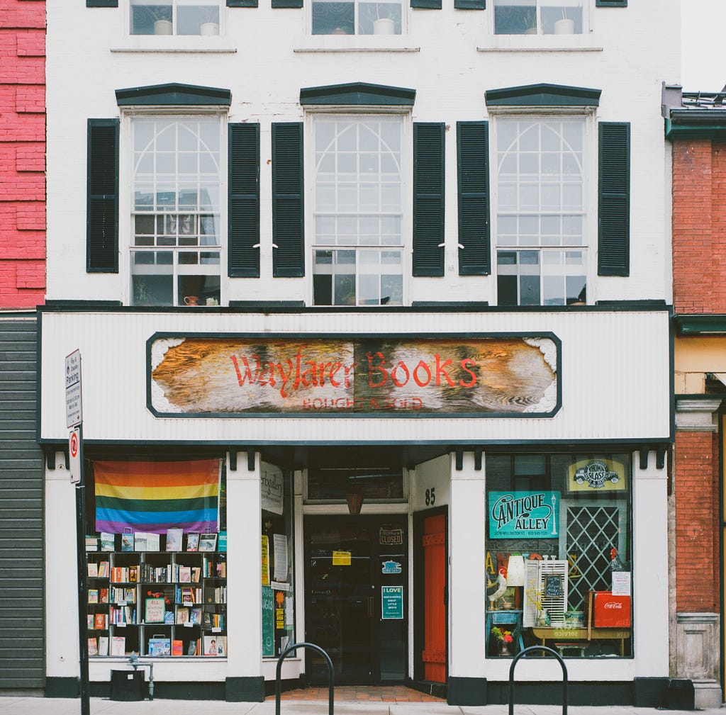 Storefront of Wayfarer Books in Kingston, ON
