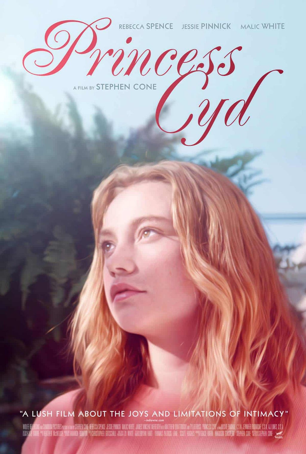 Film poster for Princess Cyd. The main character looks into the distance. She is in her late teens, white, blonde.