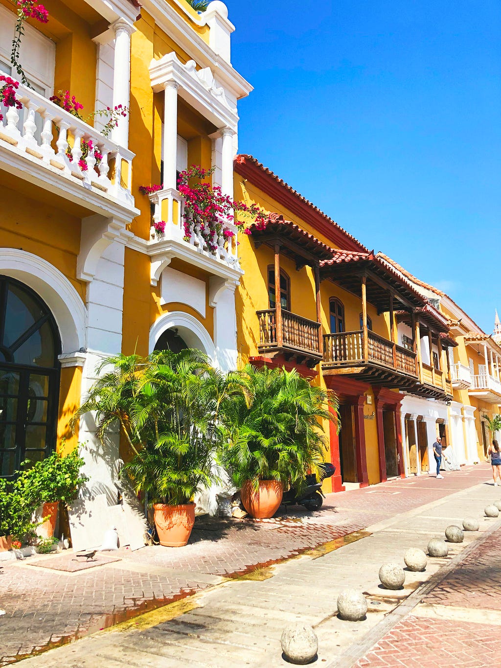 The colorful cobblestone streets of Cartagena, Colombia