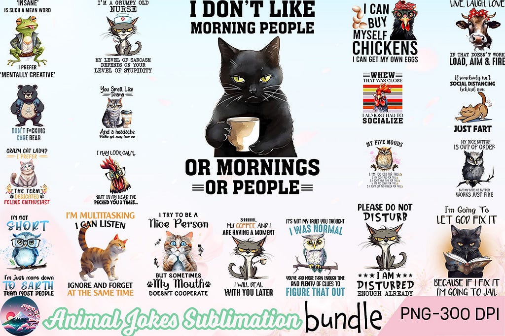 Funny Animal Jokes Sublimation Bundle Graphic Crafts