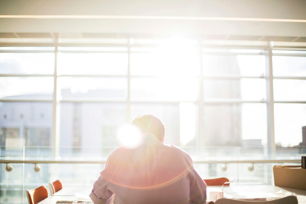 A person at a desk