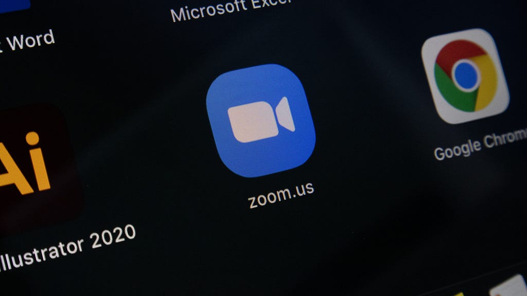 A zoom in look on a phone screen focusing on an icon of the application zoom.us