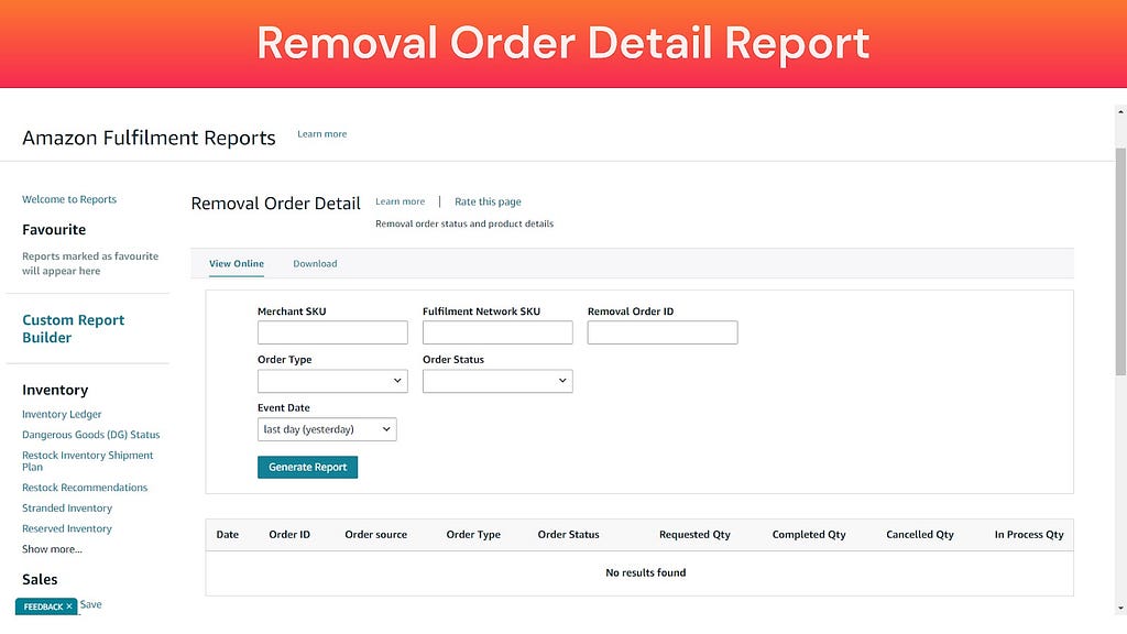 Screenshot of FBA Removal Order Detail Report