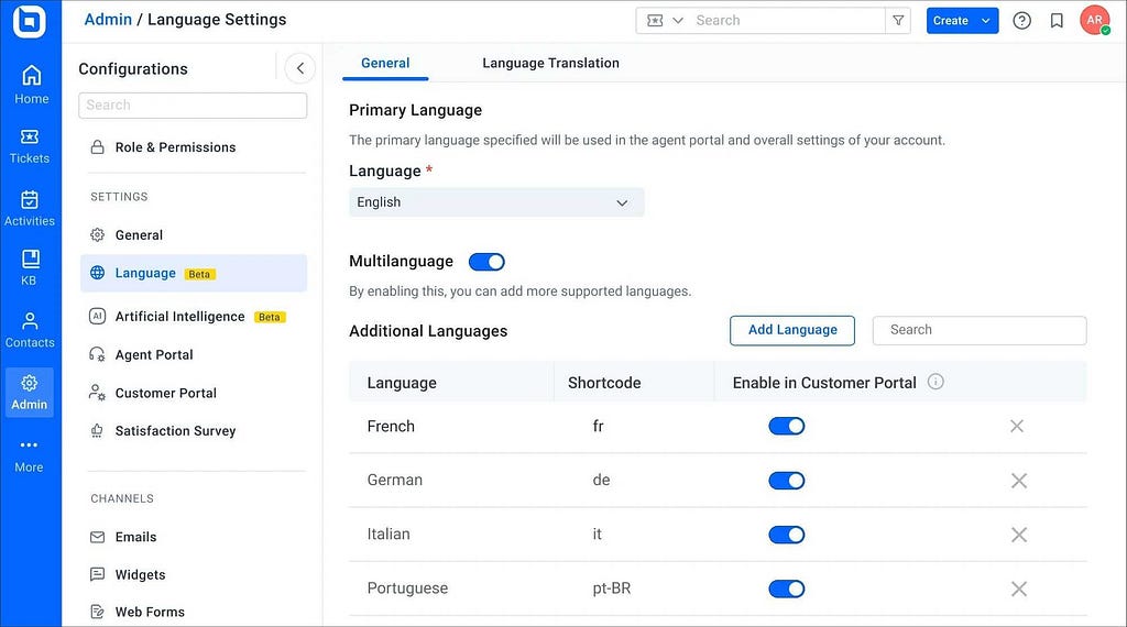 Offer multilingual help desk software