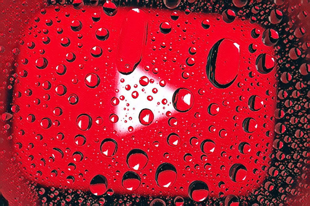 Youtube logo cover in water droplets