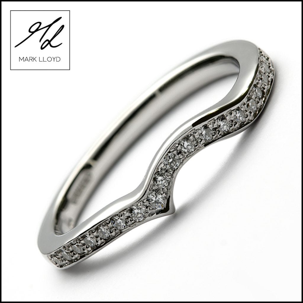 Picture of a design for a shaped to fit wedding ring with pave set diamonds by Mark Lloyd Master Goldsmith