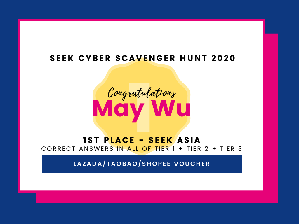 Voucher of the 1st place winner in SEEK Asia with a fictional name