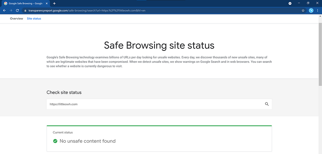 Littleowh Safe Browsing Site Status