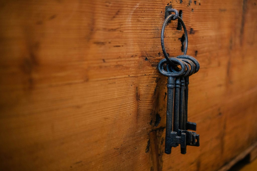 Keys on a wooden board