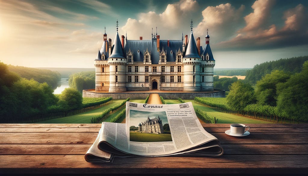 Un château de Touraine avec un journal