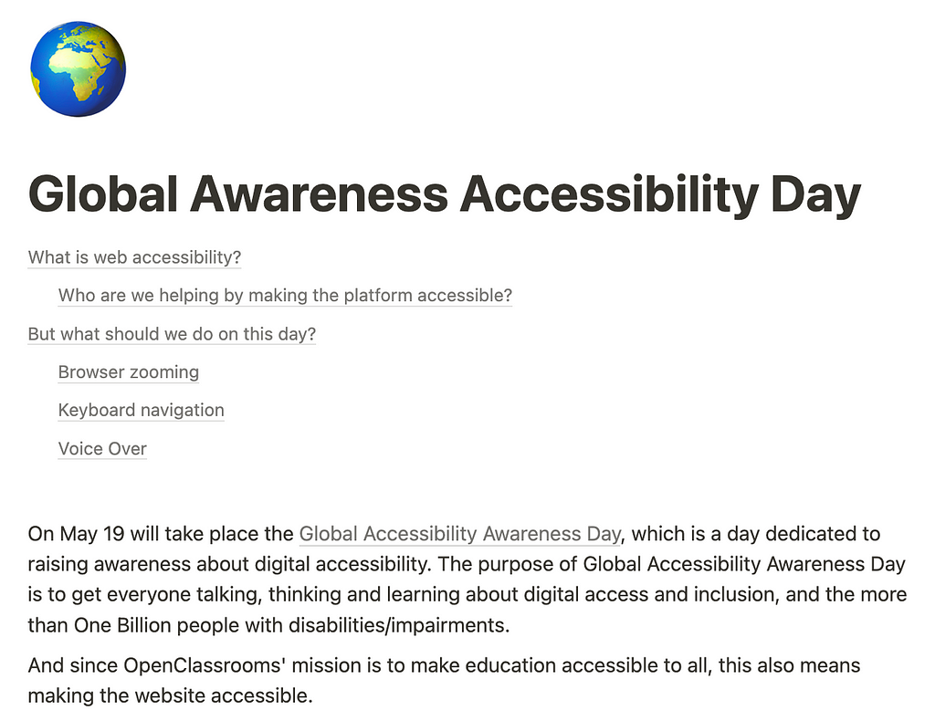 Présentation du Global Awareness Accessibility Day chez OpenClassrooms