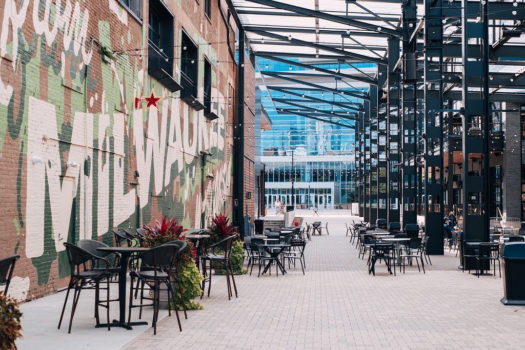 A painted brick wall that reads ‘Milwaukee’