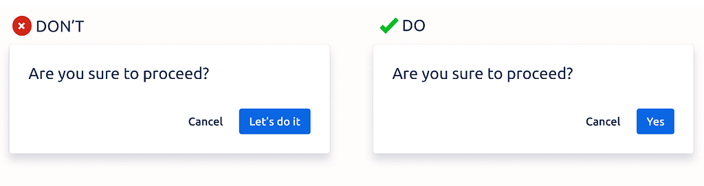 Figure 5. Using simpler words and avoiding jargon in focused states helps users read and make decisions faster.