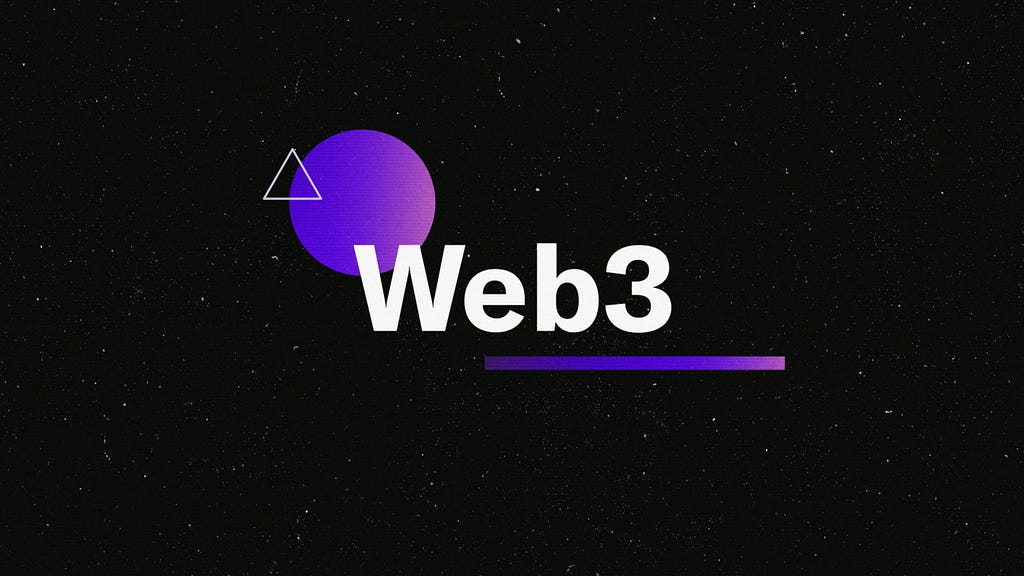 Web3 on a black background with shapes