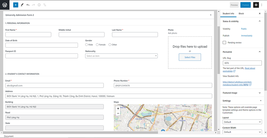 All the custom fields display in the beautiful layout