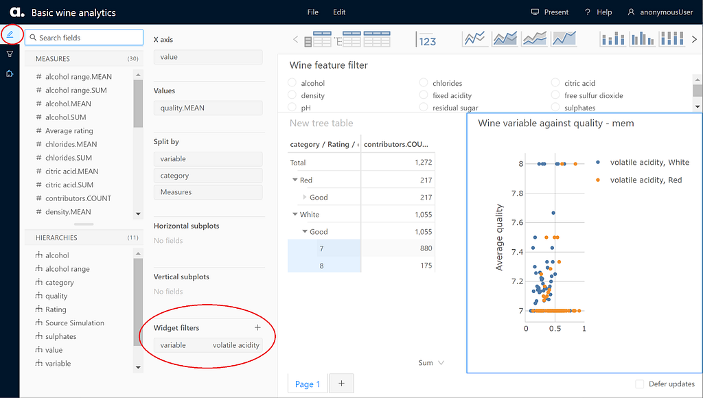 Add filter to widget via content editor