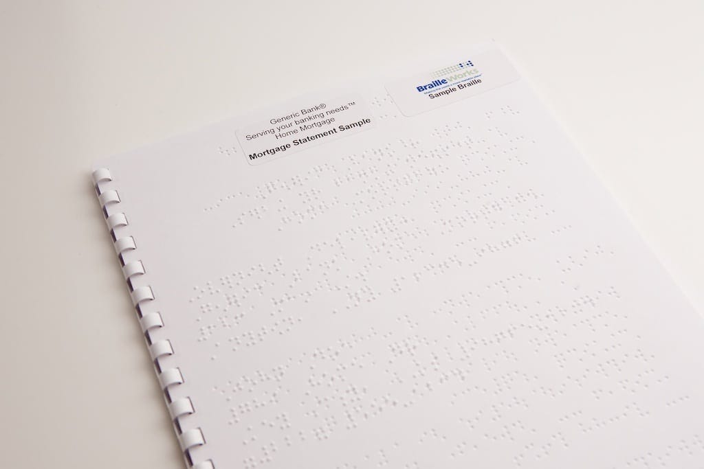 A sample braille mortgage statement.