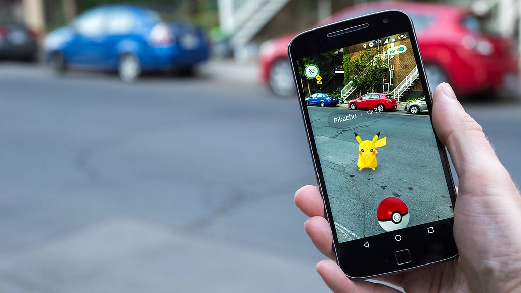 A picture of a user using Pokemon GO, the most commonly recognised Augmented Reality app