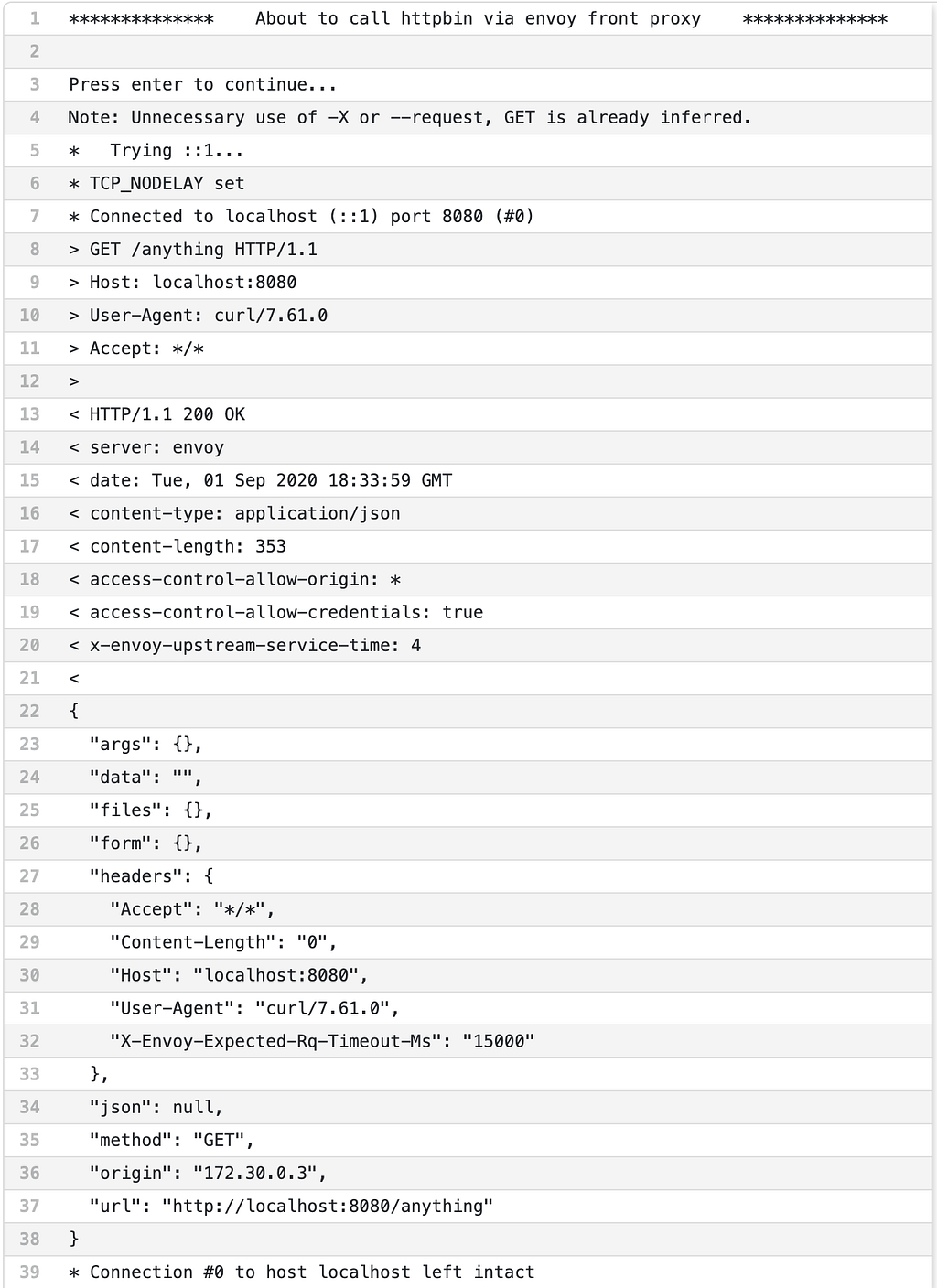 screen shot of the results the test script prints.